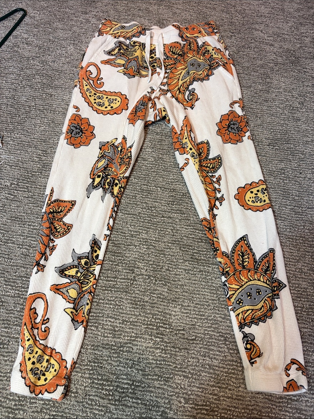 Cotton On White Cozy Joggers with Orange Paisley Print